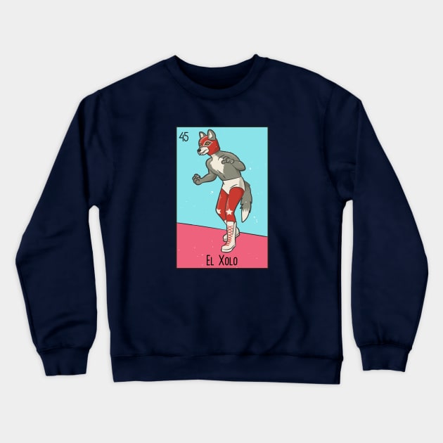 El Xolo // Mexican Luchador Dog Loteria Card Crewneck Sweatshirt by SLAG_Creative